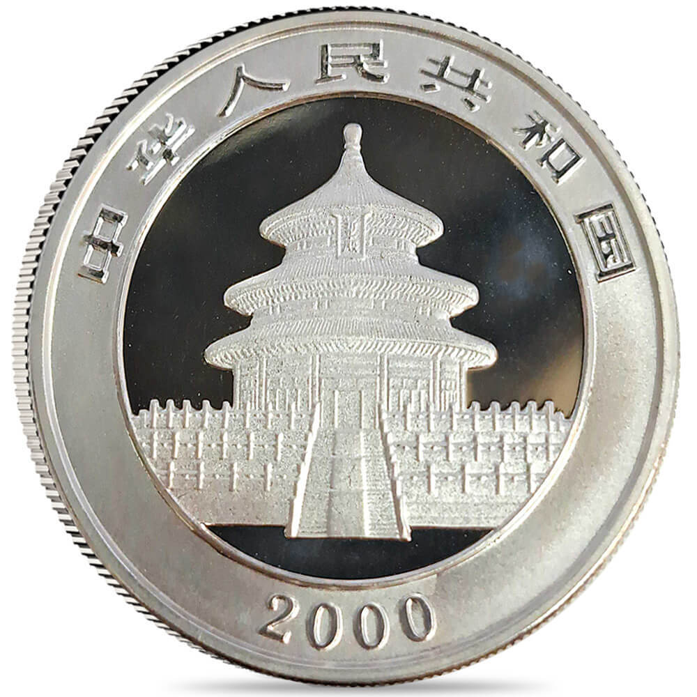 2000 1 oz Chinese Colorized Silver Panda 10 Yuan .999 Fine BU thumbnail 2