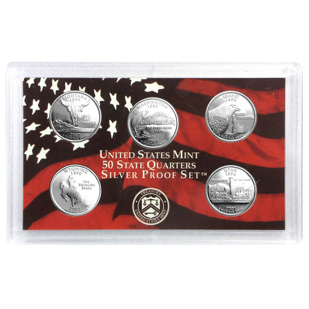 2007-S US Mint 50 State Quarters Proof Silver 5-Coin Set (w/Box & COA) thumbnail 2