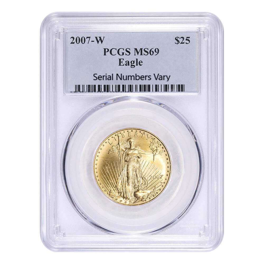 2007-W 1/2 oz $25 Burnished Gold American Eagle PCGS MS 69