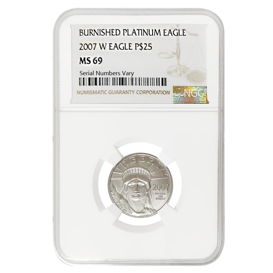 2007 W 1/4 oz $25 Burnished Platinum American Eagle NGC MS 69
