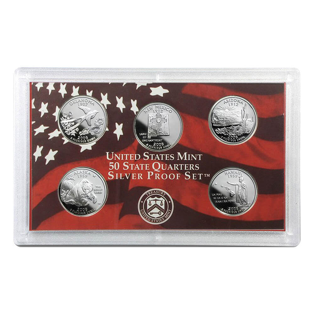 2008-S US Mint 50 State Quarters Proof Silver 5-Coin Set (w/Box & COA) thumbnail 2