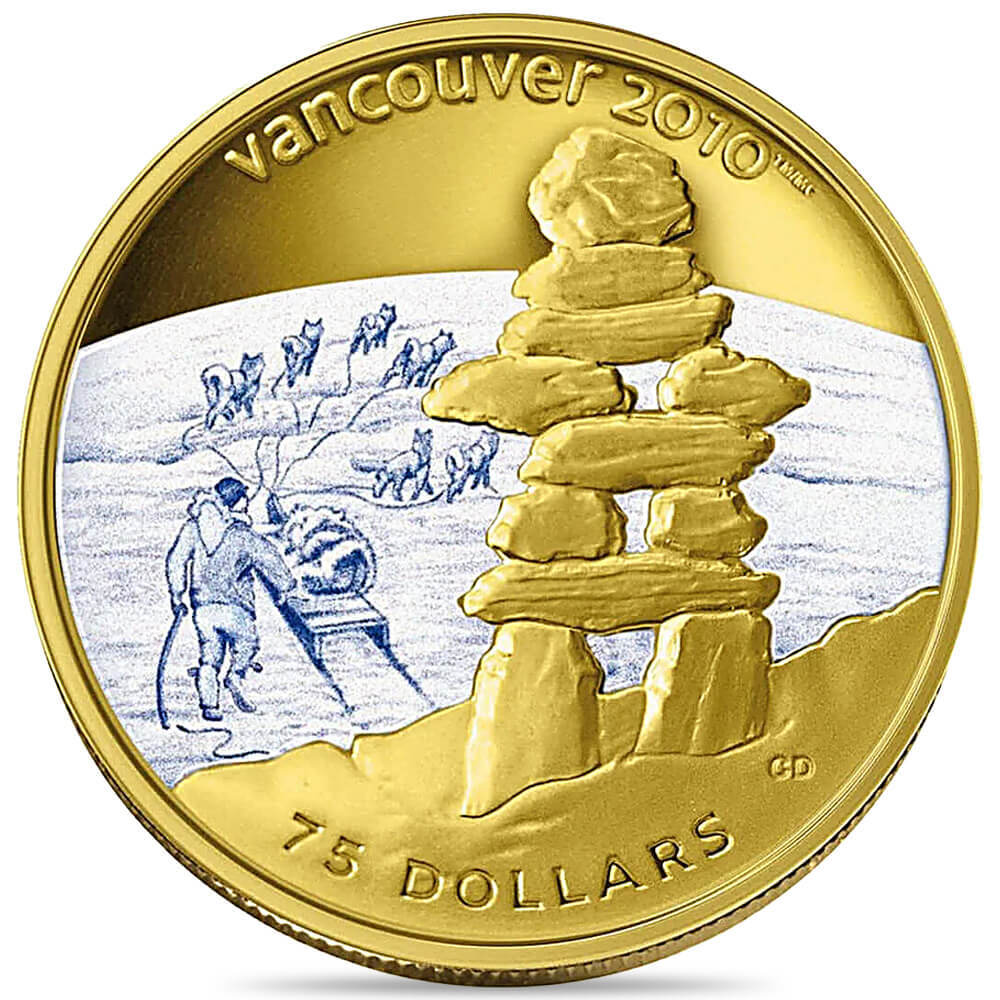 2008 Canada Olympic Games Inukshuk Gold Coin thumbnail 2