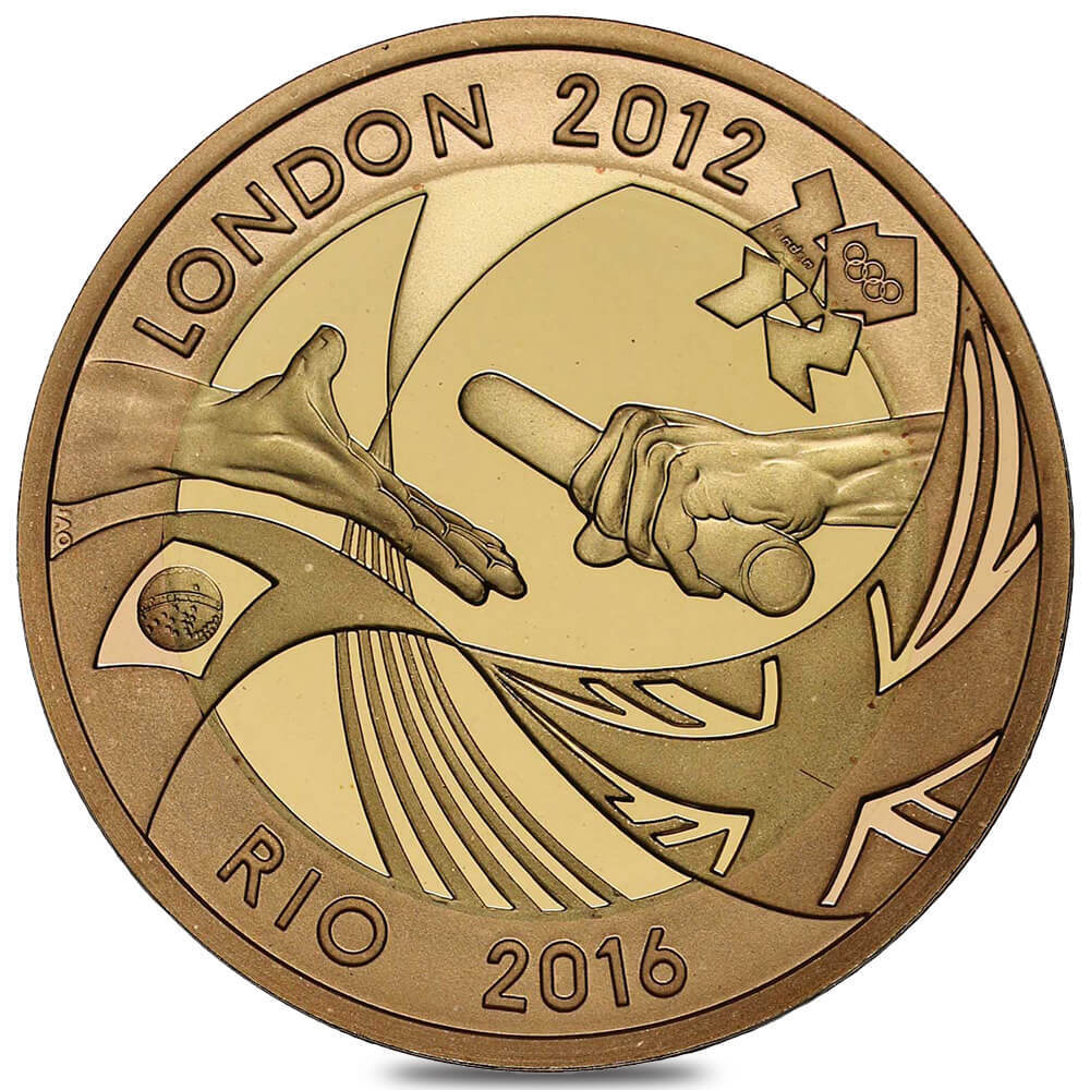 2012 Great Britain 2 Pounds London to Rio Olympics Handover Proof Gold Coin thumbnail 2