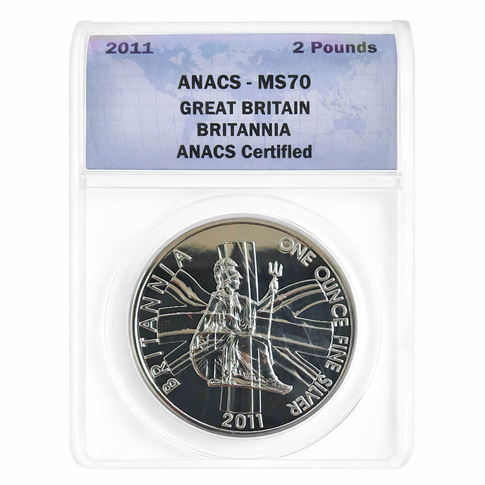 2011 Great Britain 1 oz Silver Britannia Coin .958 Fine ANACS MS 70