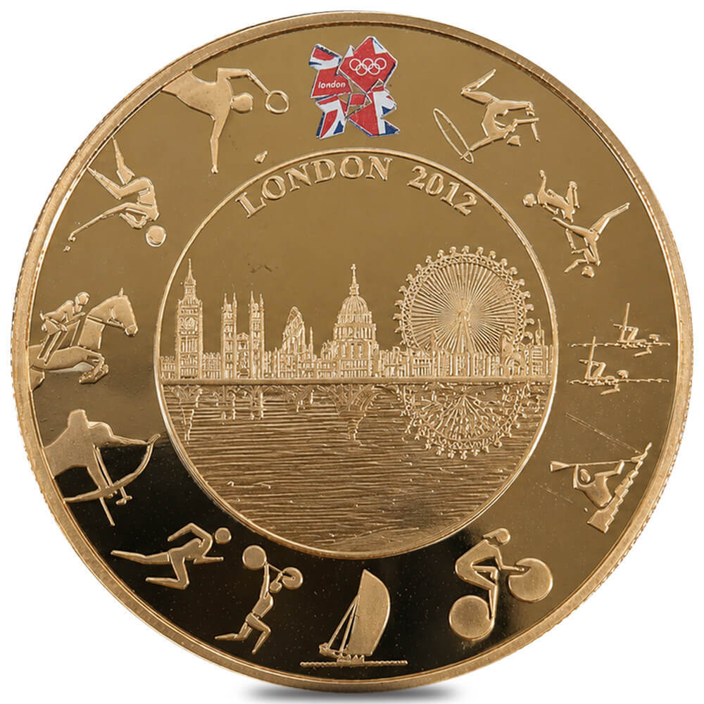 2012 Great Britain 5 Pounds London Olympics Proof Gold Coin thumbnail 2