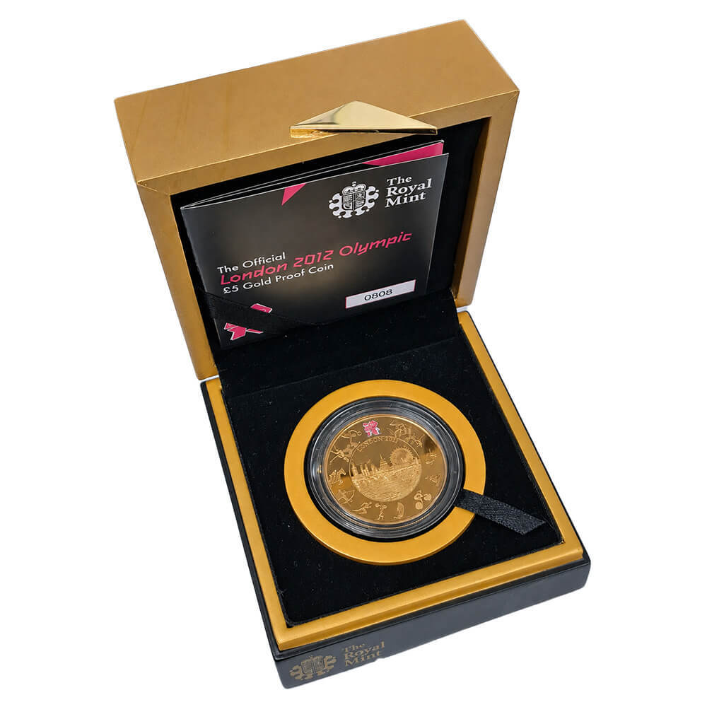 2012 Great Britain 5 Pounds London Olympics Proof Gold Coin thumbnail 4