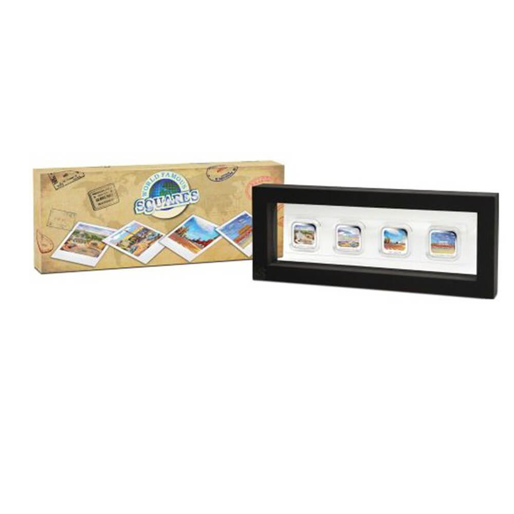 2013 4 oz Proof Silver World Famous Squares 4-Coin Set Australian Perth Mint thumbnail 4