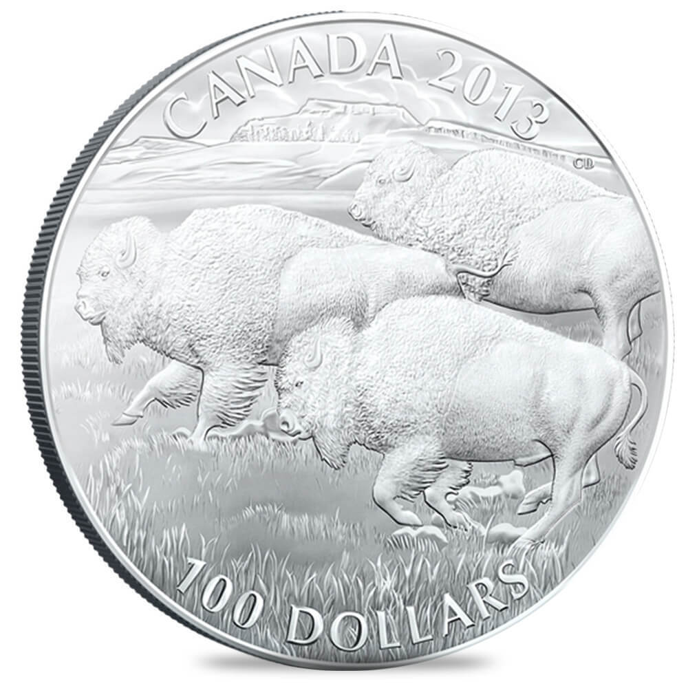 2013 Canada 1 oz American Bison Stampede Silver Coin thumbnail 2