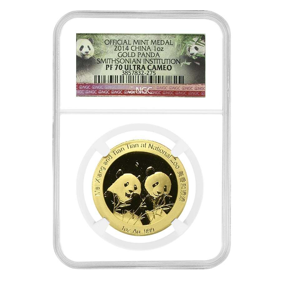 2014 1 oz Chinese Proof Gold Panda Medal Smithsonian NGC PF 70 UCAM