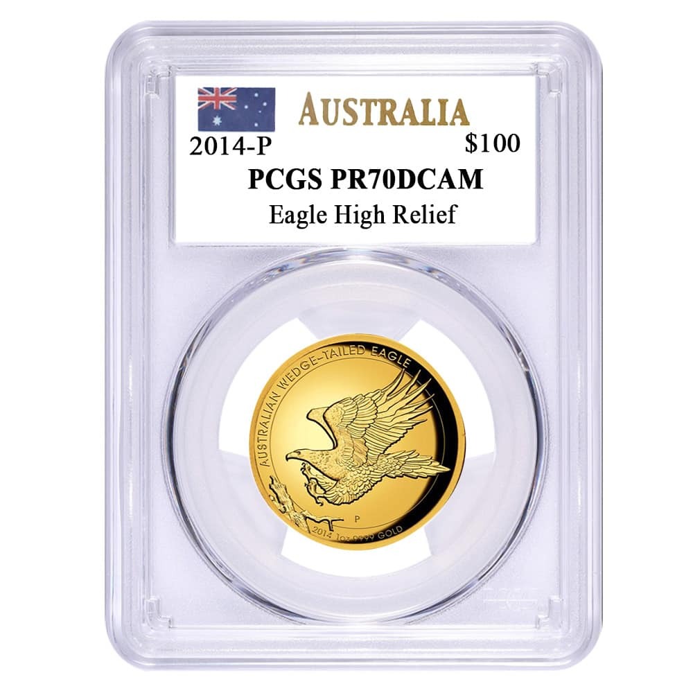 2014 1 oz Proof Gold Australian Wedge-Tailed Eagle Perth Mint PCGS PF 70 DCAM (John M. Mercanti) thumbnail 2