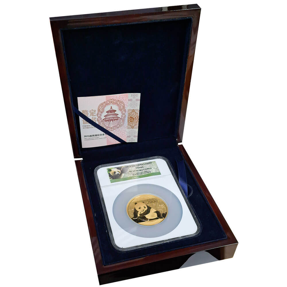 2015 5 oz Chinese Proof Gold Panda 2000 Yuan NGC PF 69 UCAM (w/Box & COA) thumbnail 4
