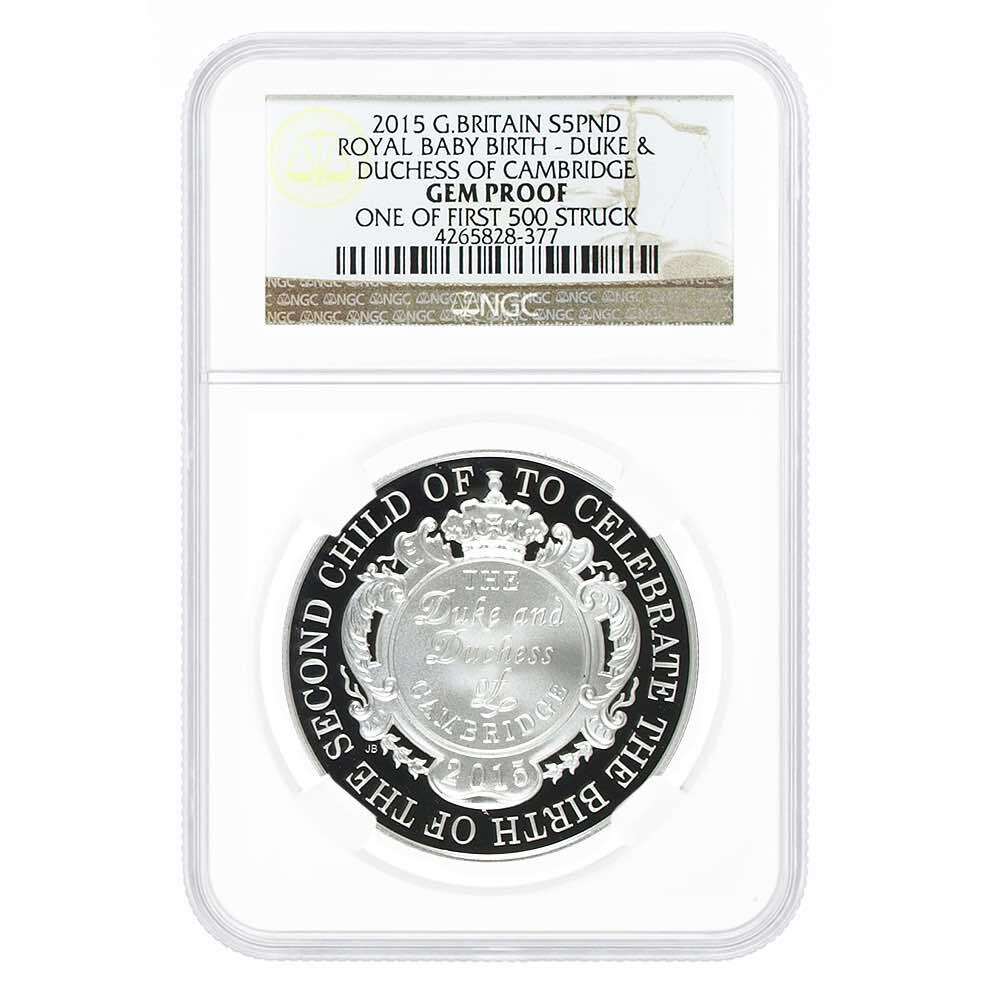 2015 Great Britain Royal Birth Duke and Duchess of Cambridge Silver Coin NGC Gem Proof