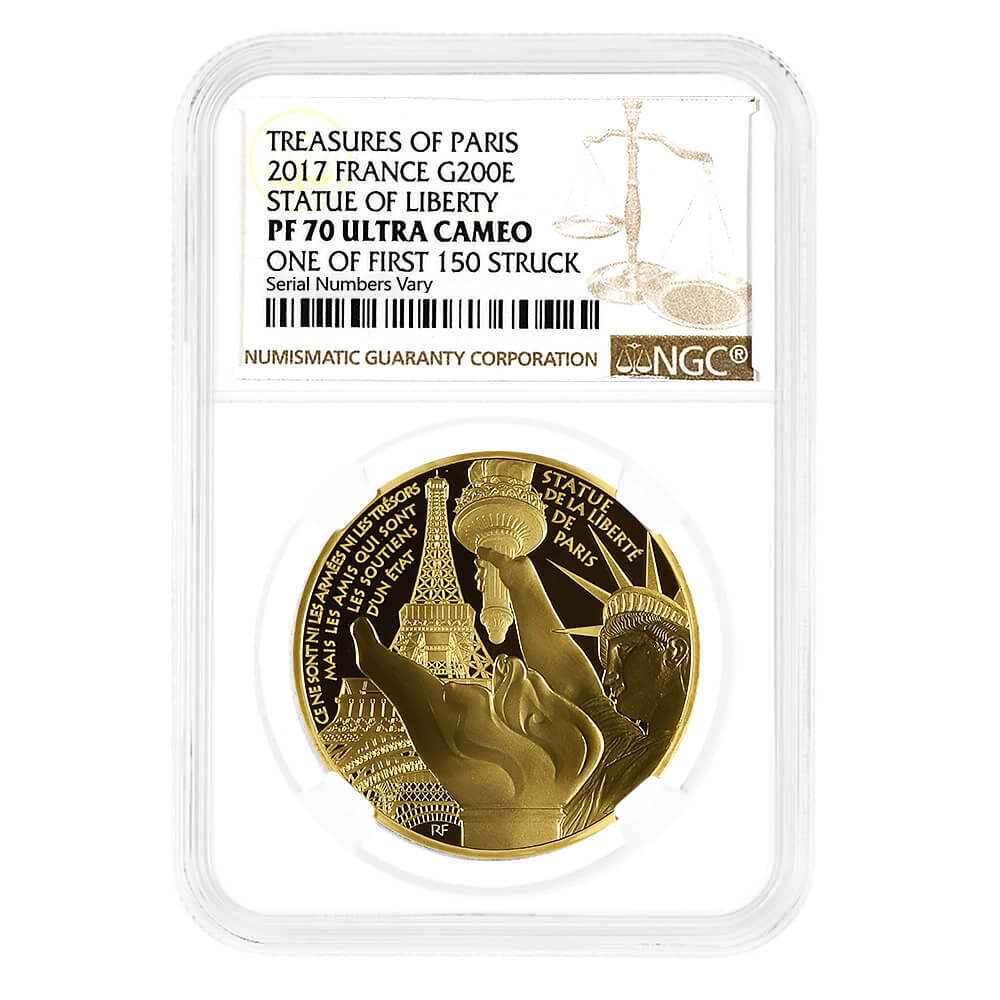 2017 France 1 oz Statue of Liberty Treasures of Paris Proof Gold Coin NGC PF 70 UCAM thumbnail 2