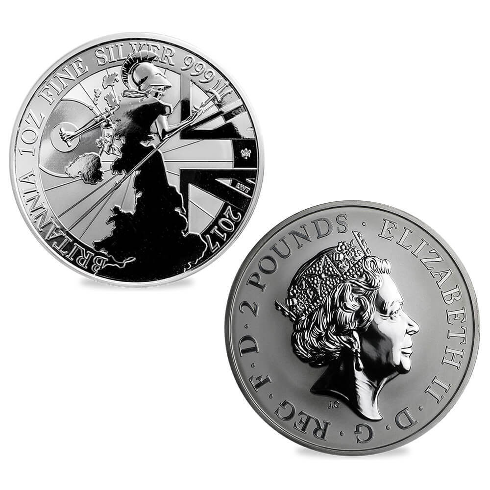 2017 Great Britain 1 oz Silver Britannia Proof/Reverse Proof 2-Coin Set (w/Box & COA) thumbnail 2