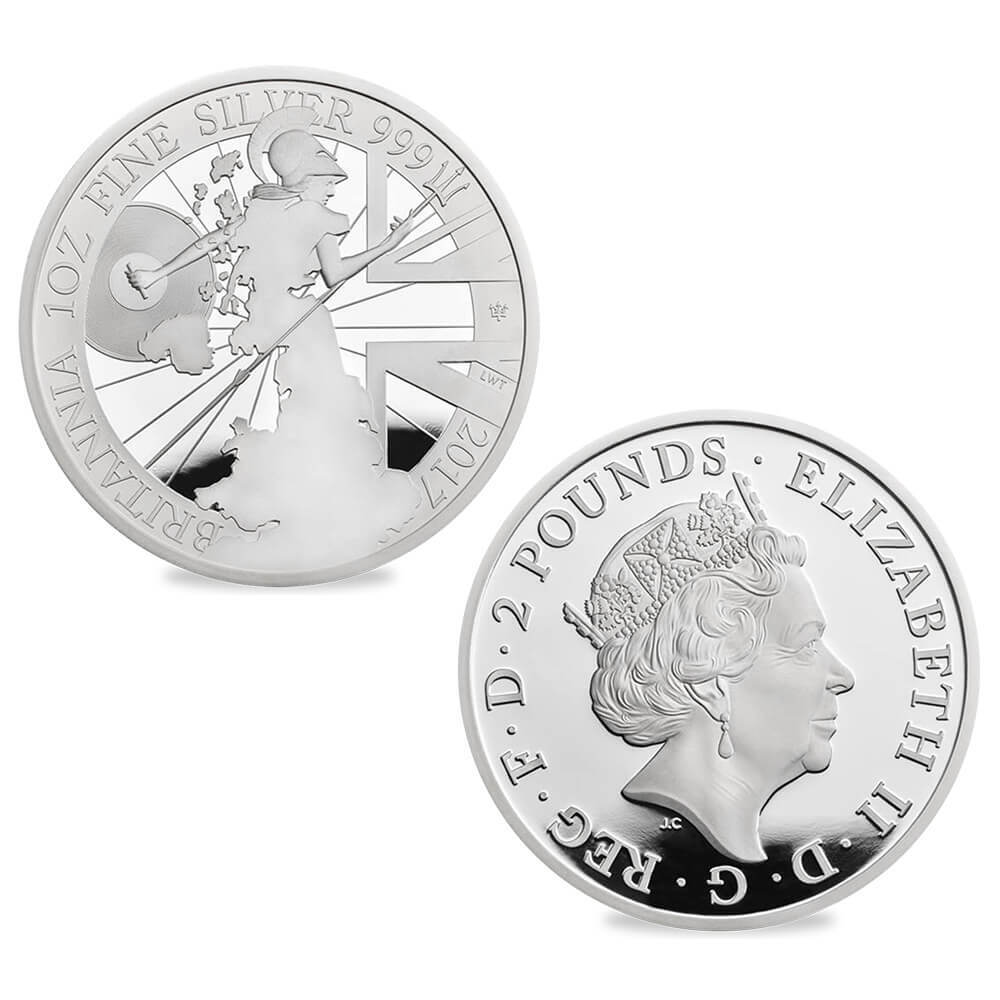 2017 Great Britain 1 oz Silver Britannia Proof/Reverse Proof 2-Coin Set (w/Box & COA) thumbnail 3