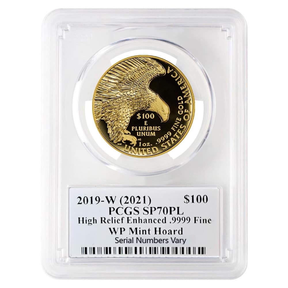 2019-W 1 oz $100 American Liberty High Relief Enhanced Gold Coin PCGS SP 70 PL (Cleveland) thumbnail 2
