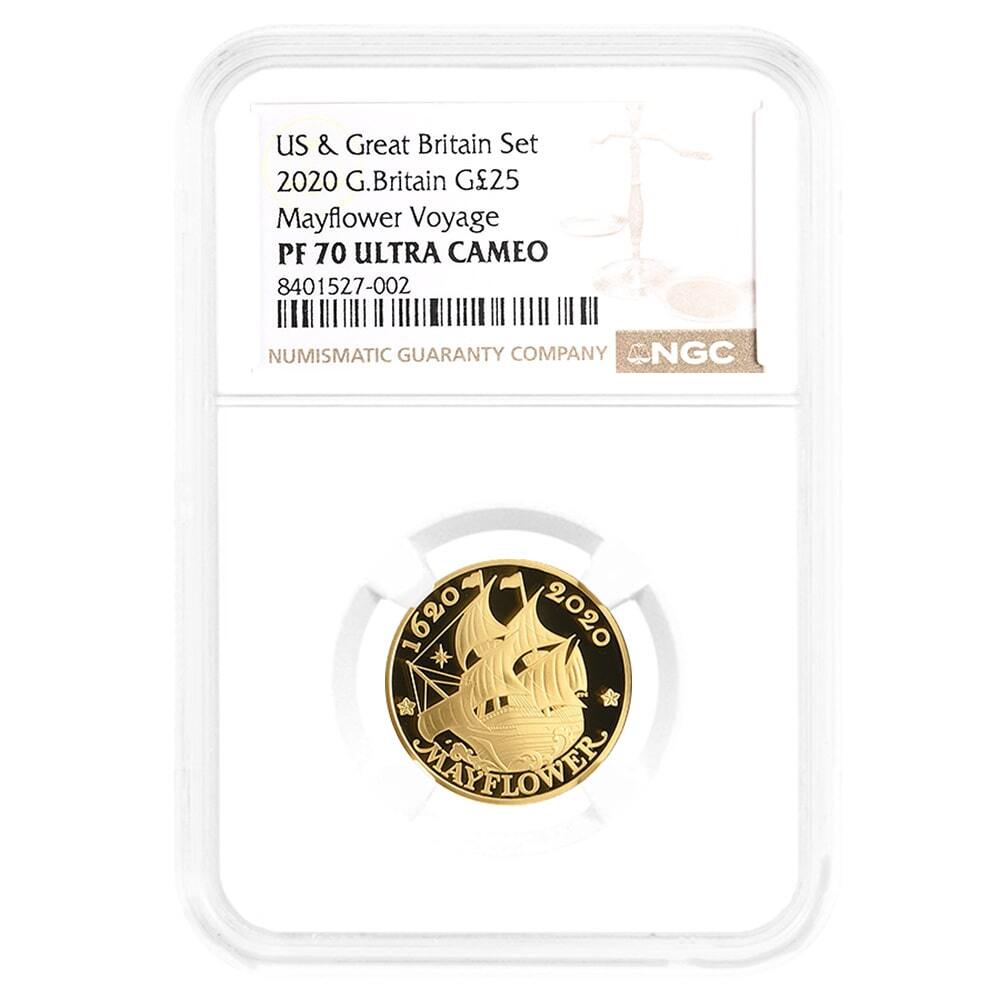 2020 Great Britain 1/4 oz Proof Mayflower Voyage Gold Coin NGC PF 70 UCAM