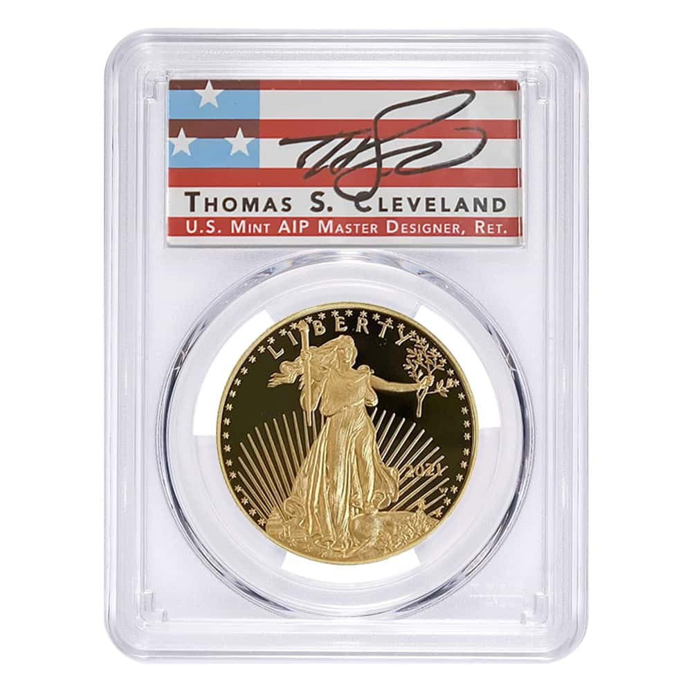 2021-W 1 oz $50 Proof Gold American Eagle Type 2 PCGS PF 70 DCAM FDOI (Thomas S. Cleveland)