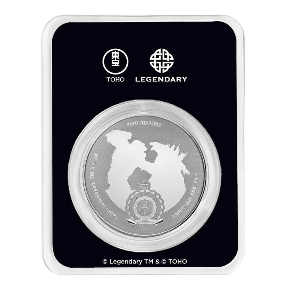 2021 Niue 1 oz Mechagodzilla Godzilla vs Kong Colorized Silver Coin (in TEP) thumbnail 2