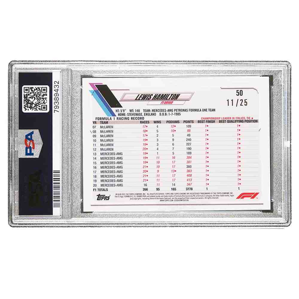 2021 Topps Chrome F1 Lewis Hamilton #50 Sapphire Edition-Orange Card PSA 9 MT thumbnail 2