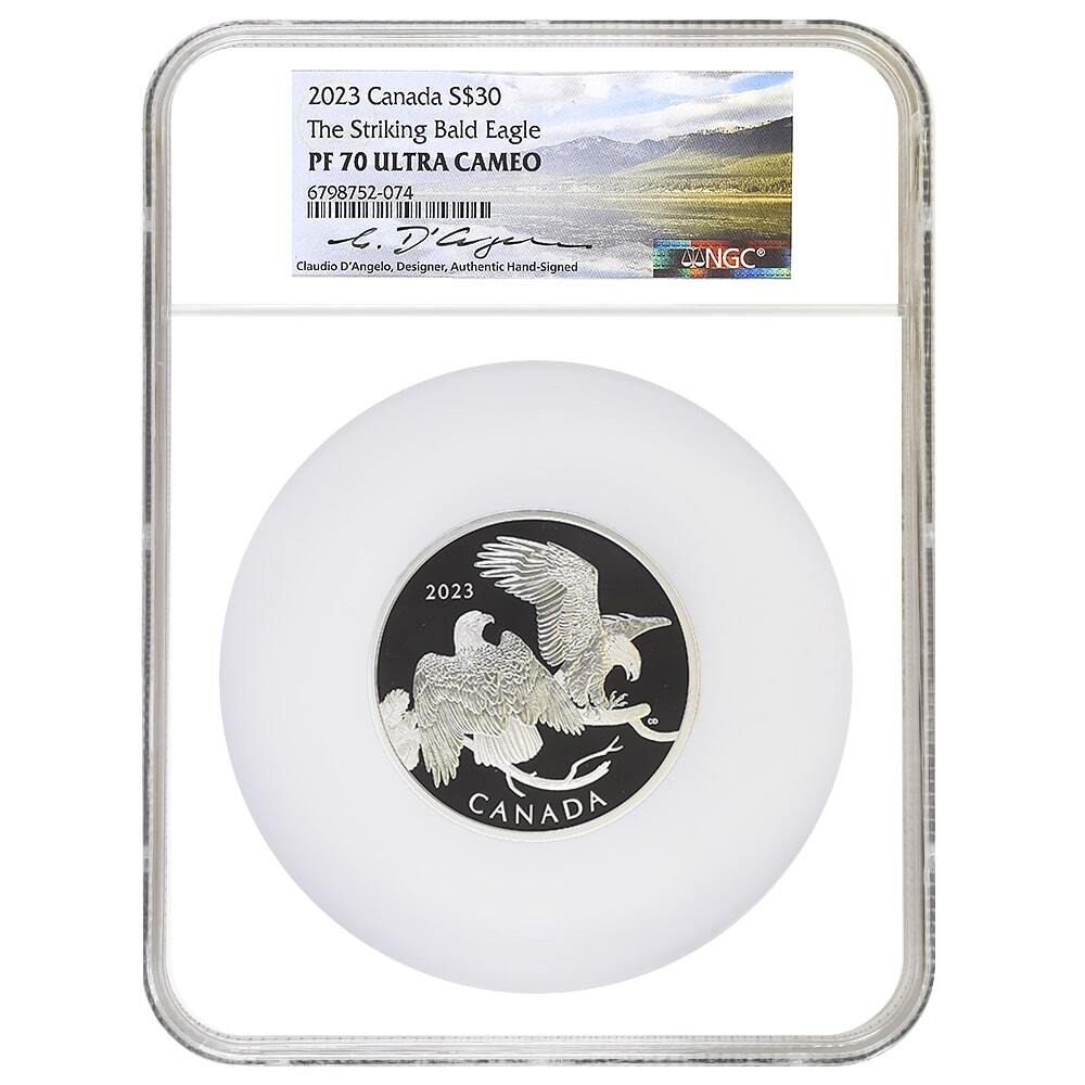 2023 Canada 2 oz Striking Bald Eagle Proof Silver Coin NGC PF 70 UCAM (Claudio D'Angelo)