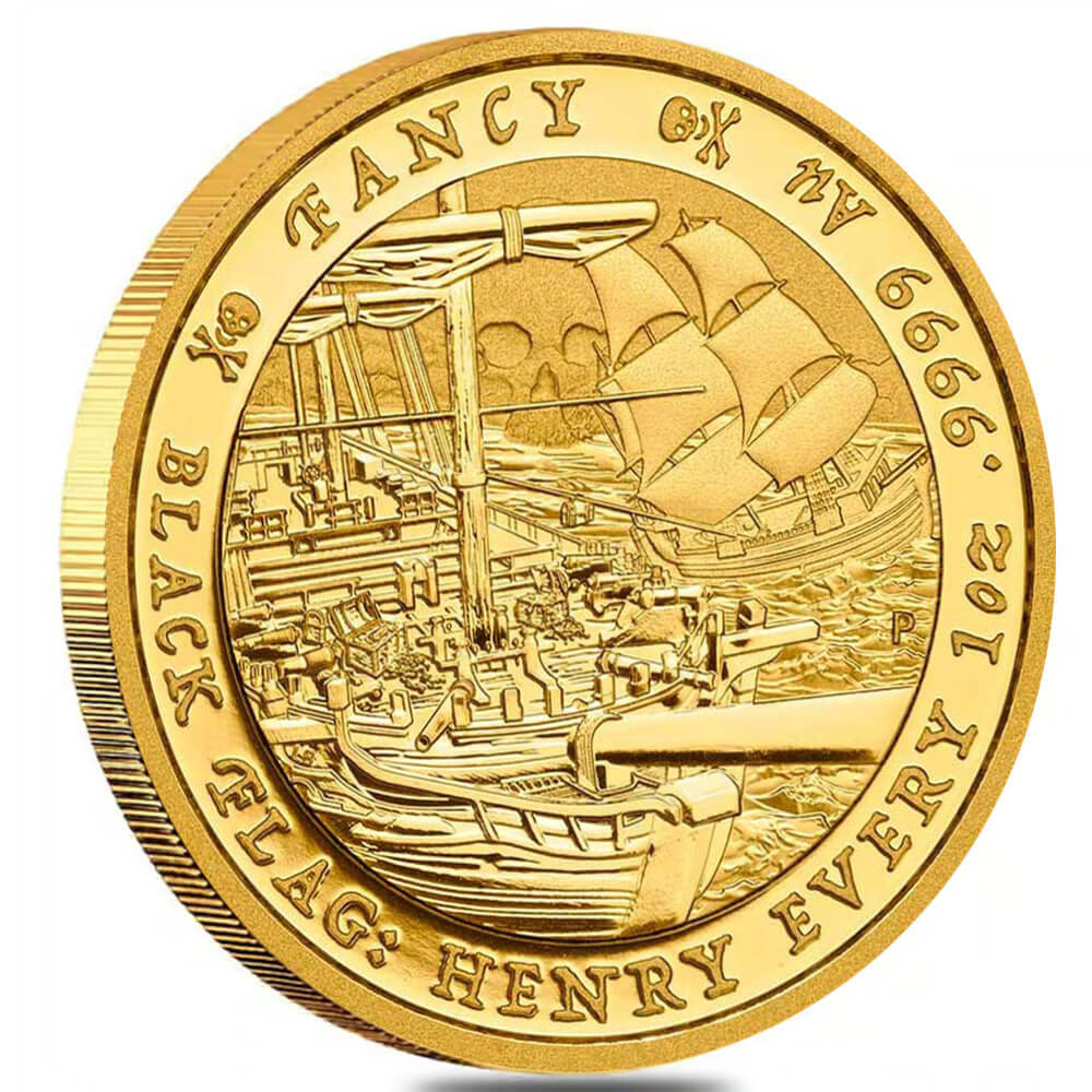 2023 Tuvalu 1 oz Henry Every Black Flag The Fancy Gold Coin BU Perth Mint thumbnail 2