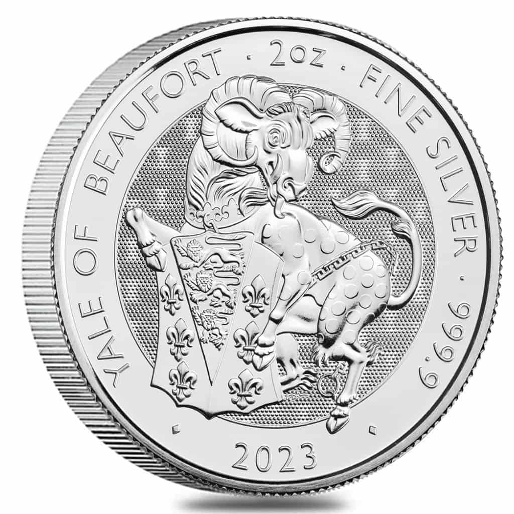 Tube of 10 - 2023 Great Britain 2 oz Silver The Tudor Beasts Yale of Beaufort Coin .9999 Fine BU (Roll, Lot of 10) thumbnail 2