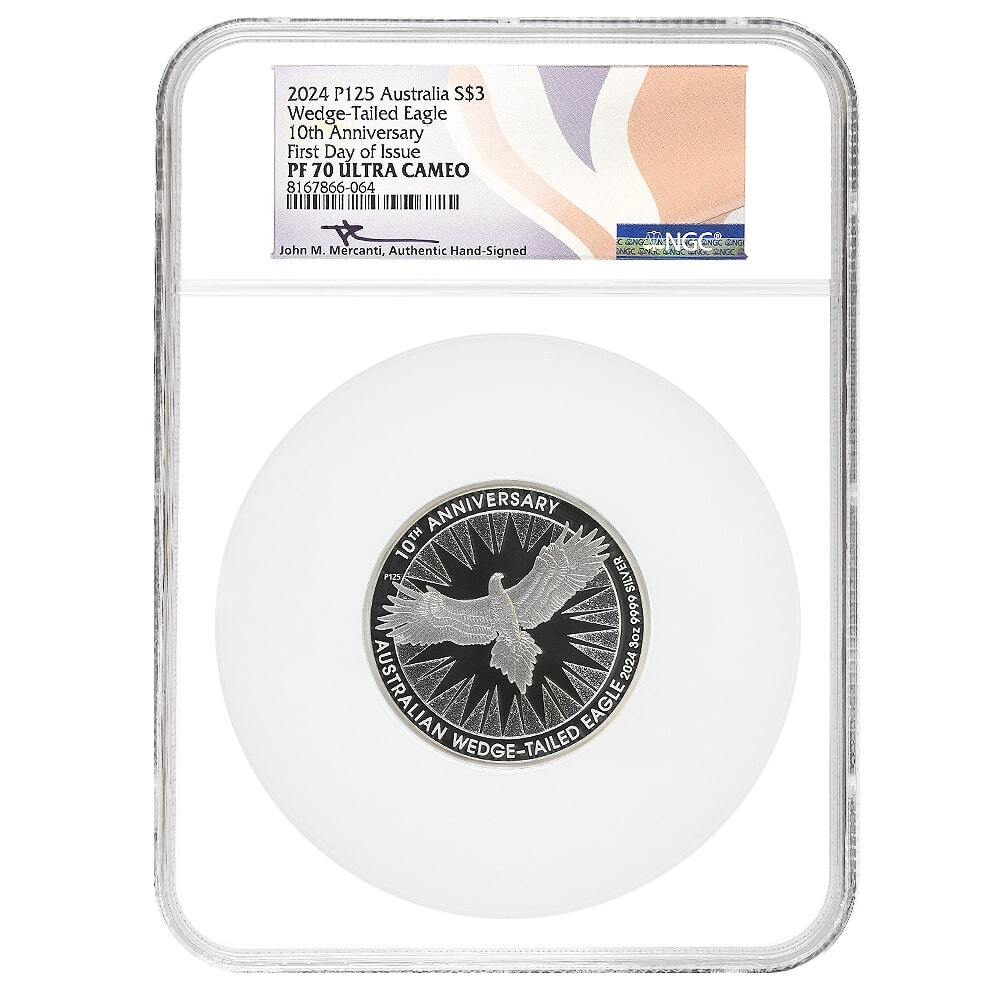 2024 3 oz Proof Silver Australian Wedge-Tailed Eagle NGC PF 70 FDOI (Mercanti) thumbnail 2