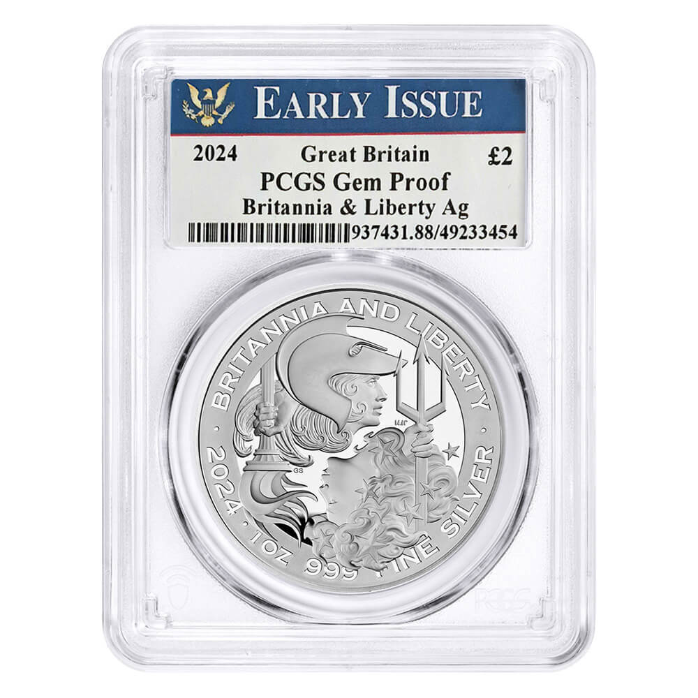 2024 Great Britain 1 oz Silver Britannia and Liberty Coin PCGS Gem Proof