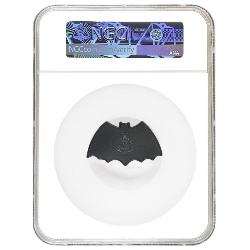 2024 Niue 1 oz DC Comics 1966 Batman Logo Antiqued Silver Coin NGC MS 70 FR thumbnail 2