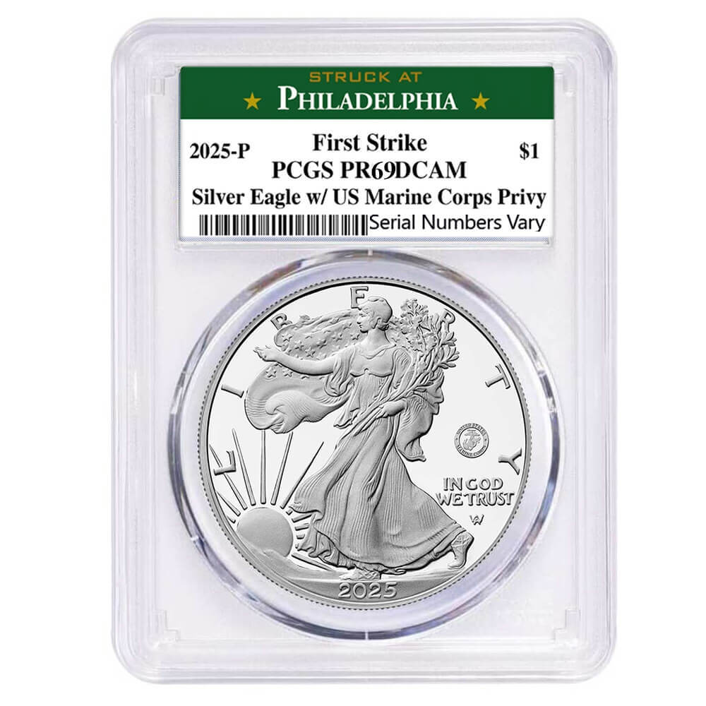 2025-P Marine Corps Privy 1 oz Proof Silver American Eagle PCGS PF 69 FS Philadelphia