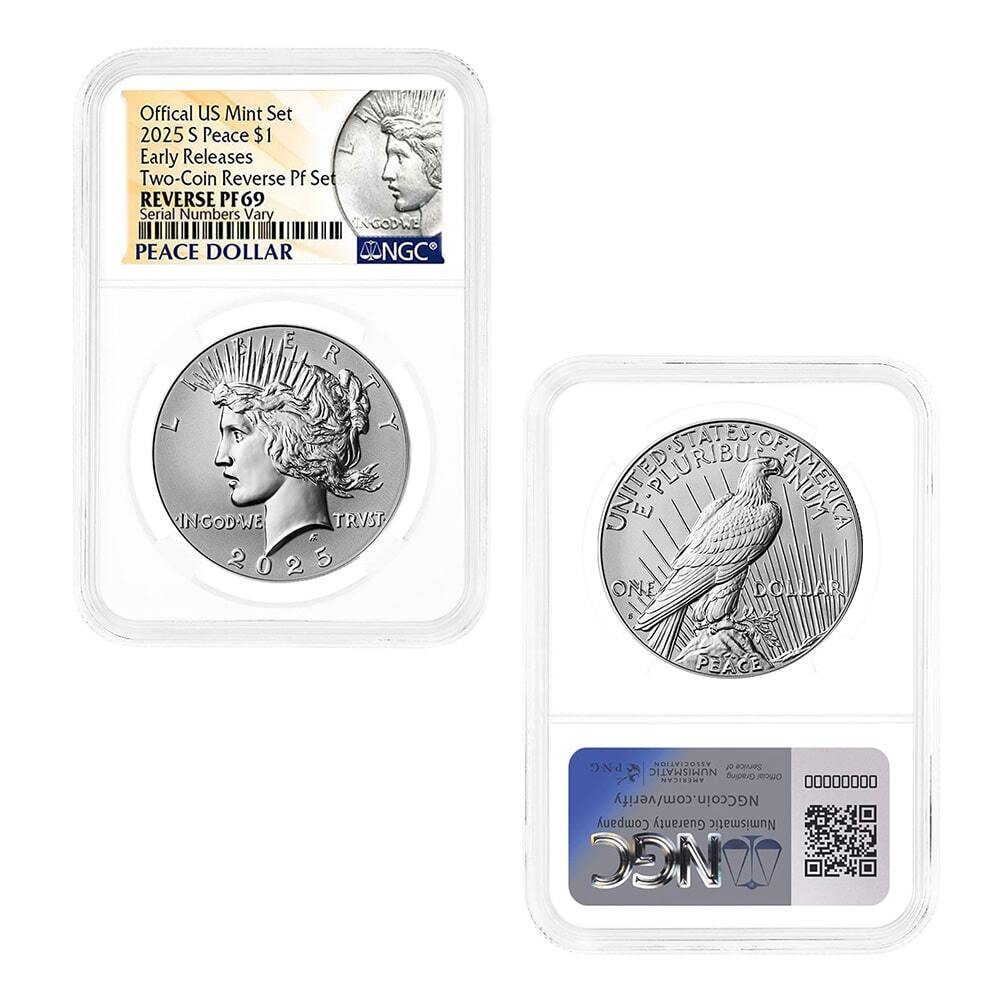 2025-S Morgan and Peace Silver Dollar Reverse Proof 2-Coin Set NGC PF 69 ER (Morgan/Peace) thumbnail 2