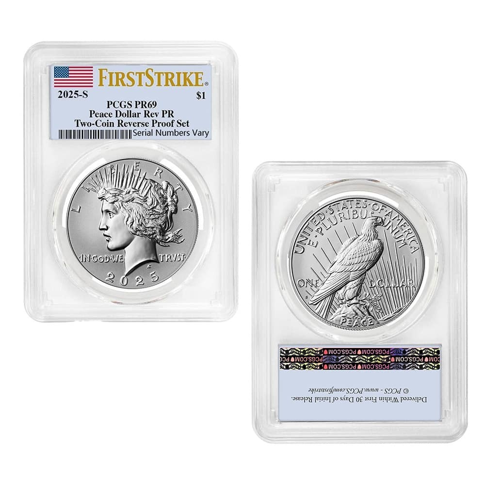 2025-S Morgan and Peace Silver Dollar Reverse Proof 2-Coin Set PCGS PF 69 FS thumbnail 3