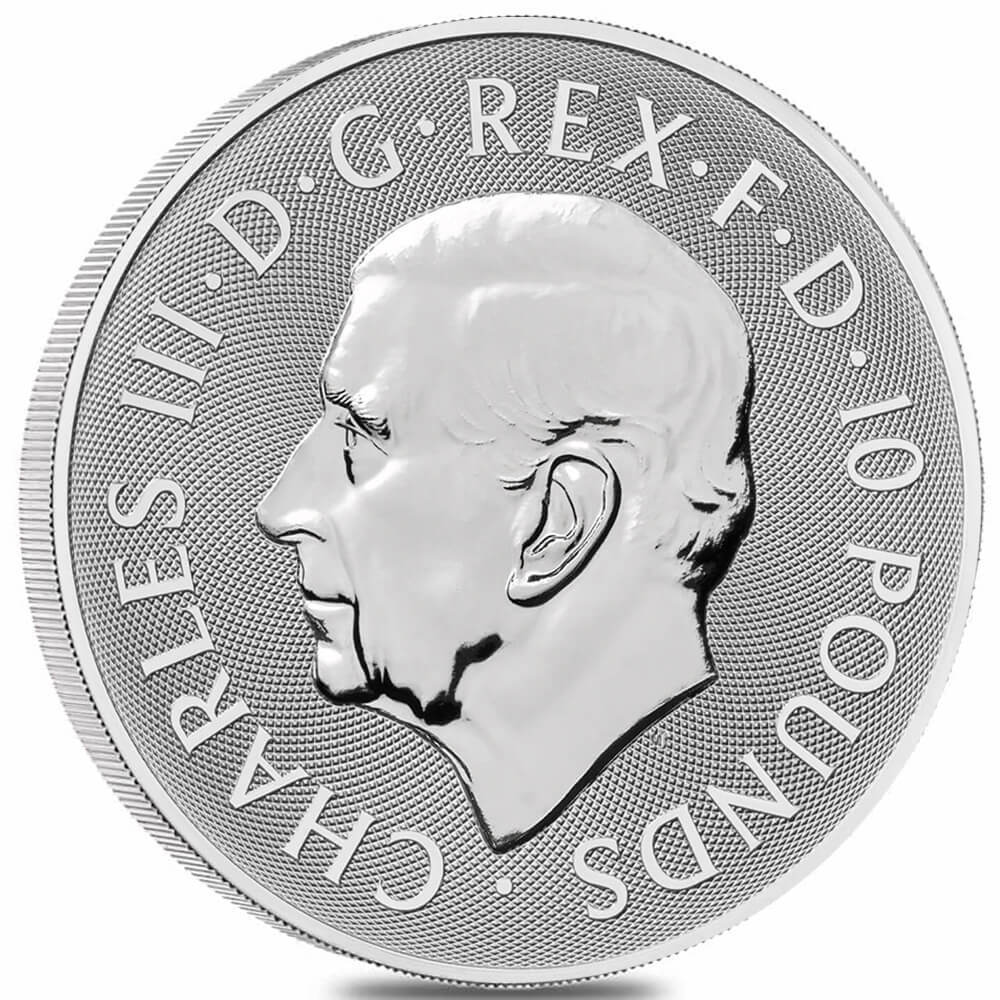 2025 Great Britain 10 oz Tudor Beasts Greyhound of Richmond Silver Coin .9999 Fine BU thumbnail 2