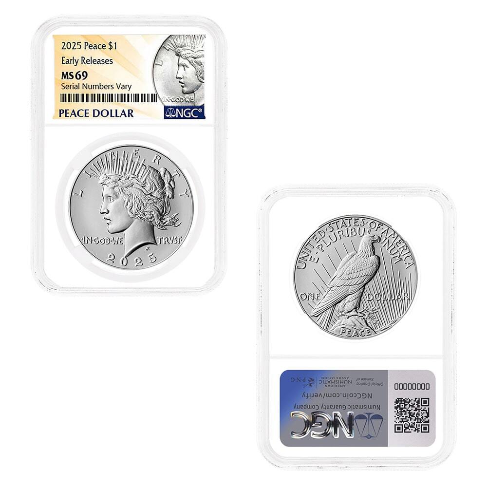 2025 Morgan and Peace Silver Dollar 2-Coin Set NGC MS 69 ER (Morgan/Peace) thumbnail 3