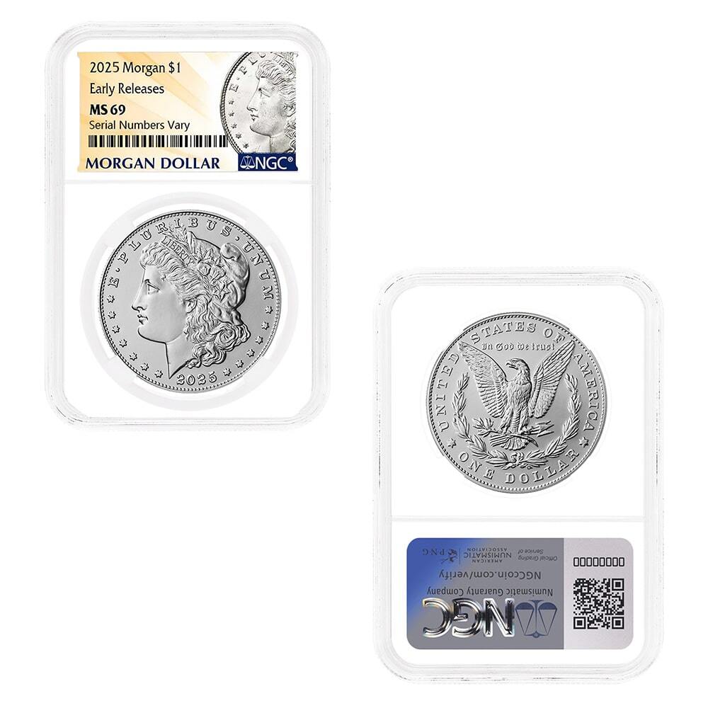2025 Morgan and Peace Silver Dollar 2-Coin Set NGC MS 69 ER (Morgan/Peace) thumbnail 2