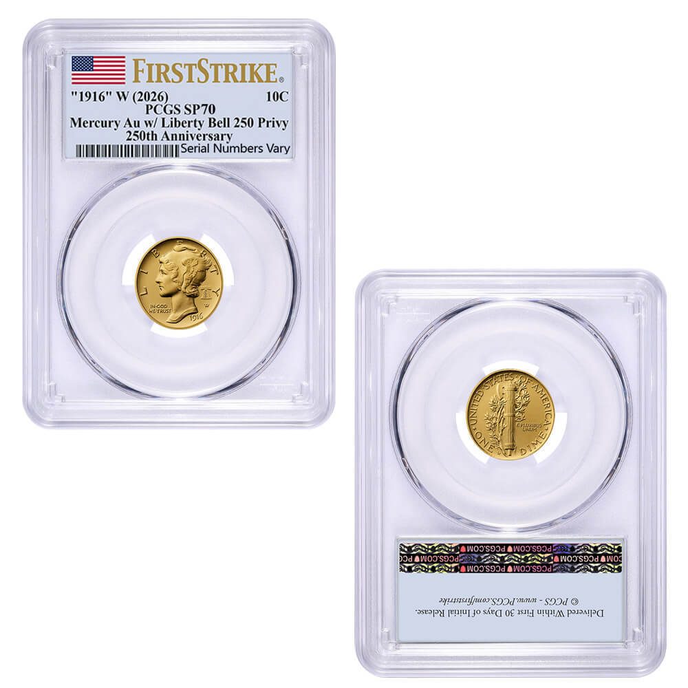 2026 Best of the US Mint 1916 Mercury Dime Gold Coin & Silver Medal Set PCGS SP/MS 70 FS thumbnail 2