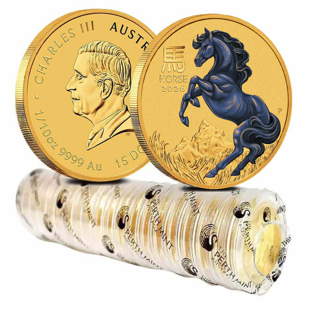 Lot of 20 - 2026 1/10 oz Colorized Gold Lunar Horse BU Perth Mint