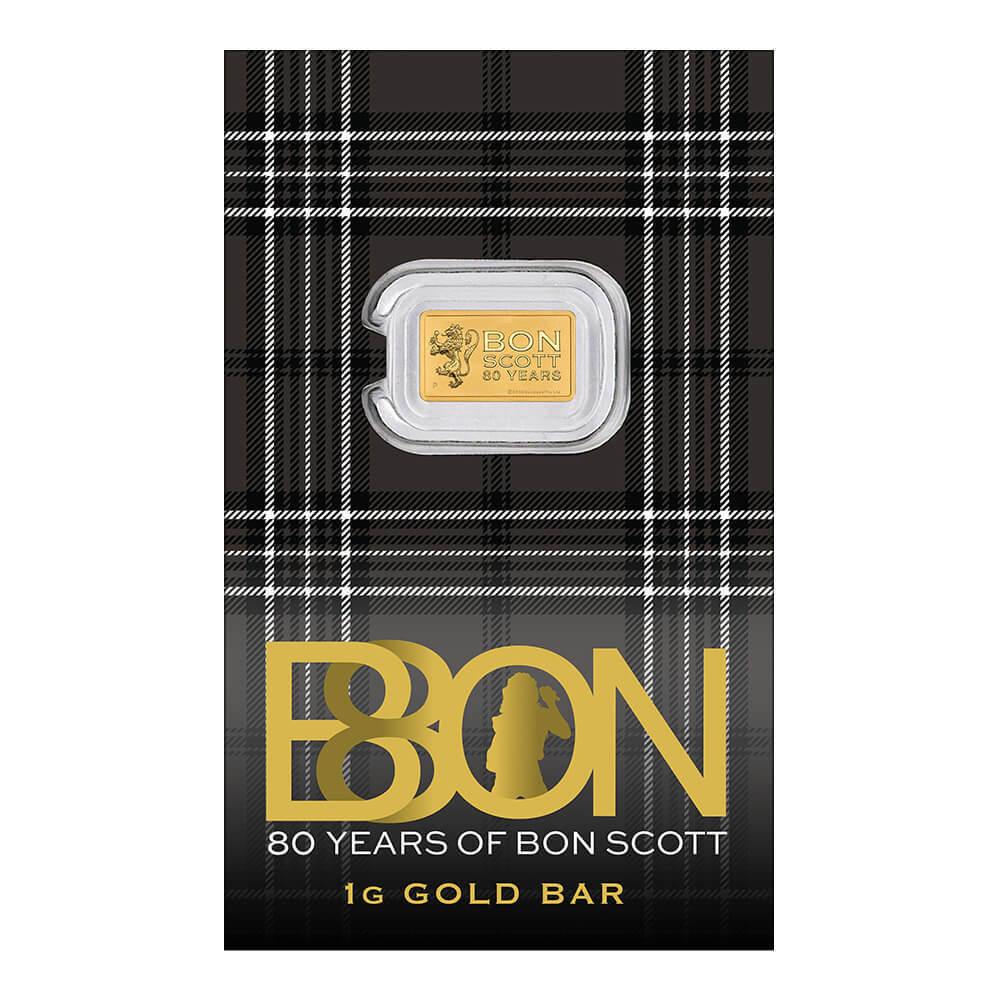2026 1 Gram Perth Mint Bon Scott 80th Ann. Gold Bar .9999 Fine (in Assay) thumbnail 4