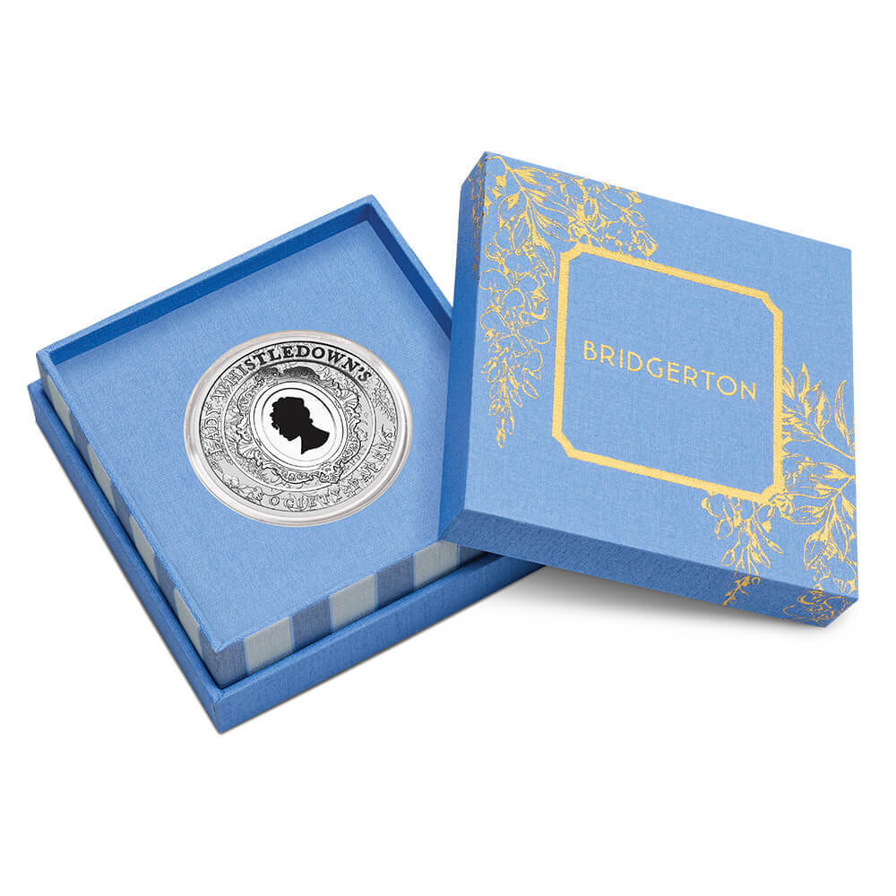 2026 1 oz Bridgerton Lady Whistledown Colorized Silver Coin Perth Mint thumbnail 4
