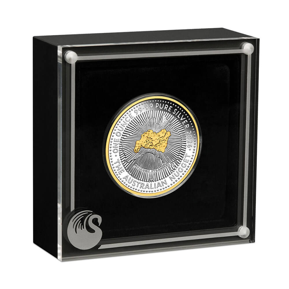 2026 1 oz Silver Australian Nugget 40th Ann. Proof Gilded Coin Perth Mint thumbnail 4