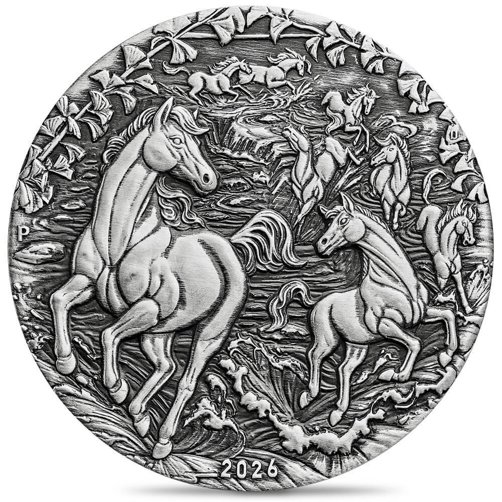 2026 2 oz Antiqued Silver Lunar Horse Coin Australian Perth Mint thumbnail 2