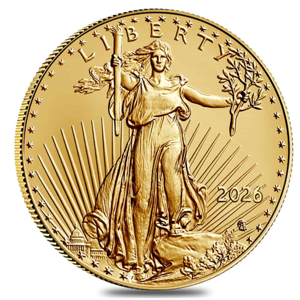 Roll of 50 - 2026 1/10 oz Gold American Eagle $5 Coin BU thumbnail 2