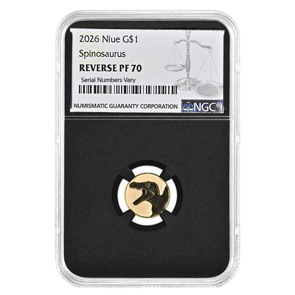 2026 Niue 1 Gram Spinosaurus Gold Coin NGC Reverse PF 70 thumbnail 3