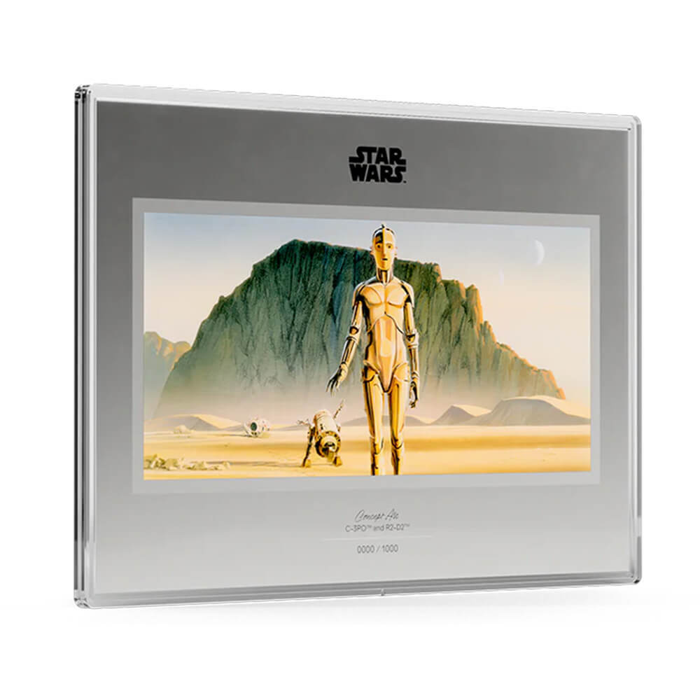 2026 Niue 1 oz Star Wars™ C-3PO™ & R2-D2™ Concept Art $2 Silver Foil .999 Fine thumbnail 3