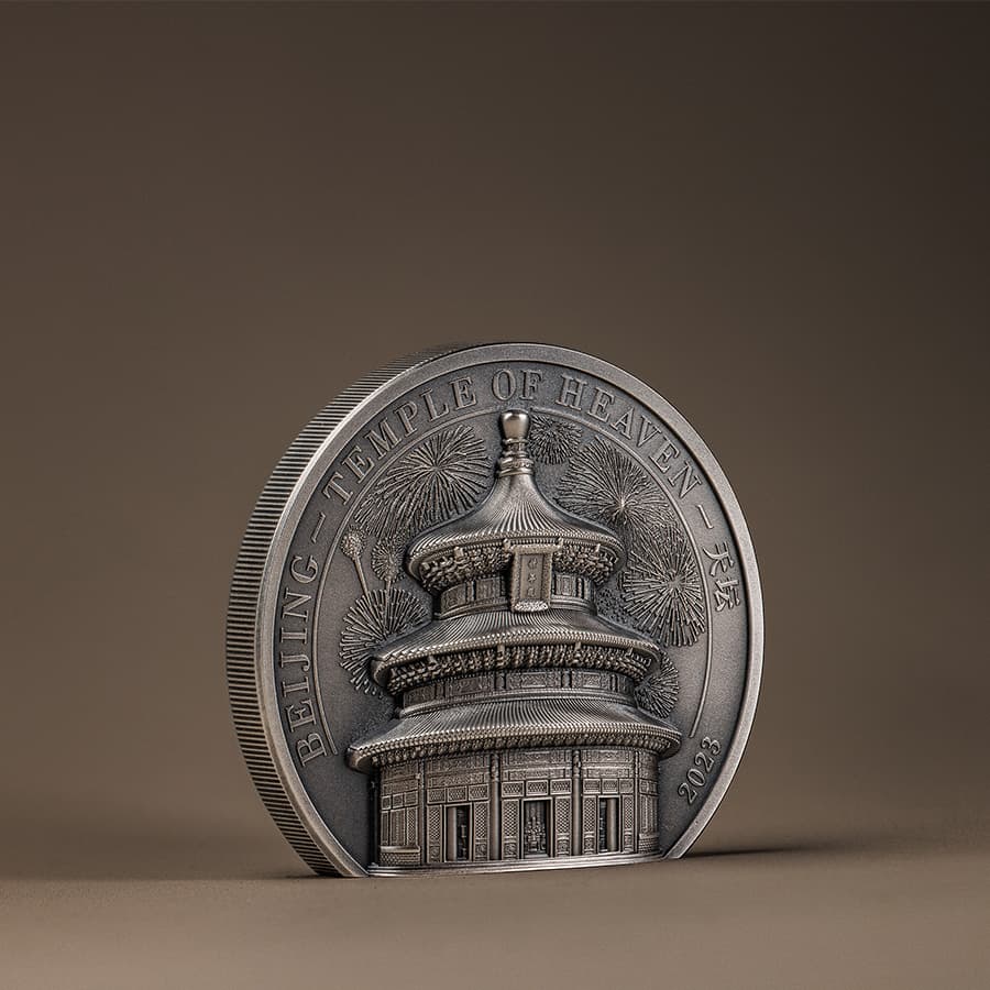 2023 Cook Islands 2 oz Silver Temple of Heaven Coin Antiqued .999 Fine (w/Box & COA) thumbnail 4