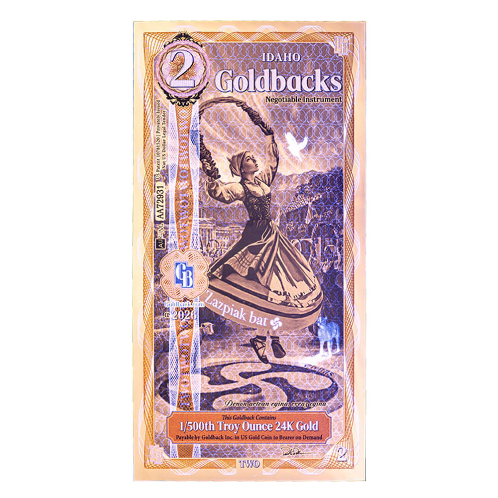 2 Idaho Goldback 1/500 oz 24K Gold Foil Aurum Note thumbnail 3