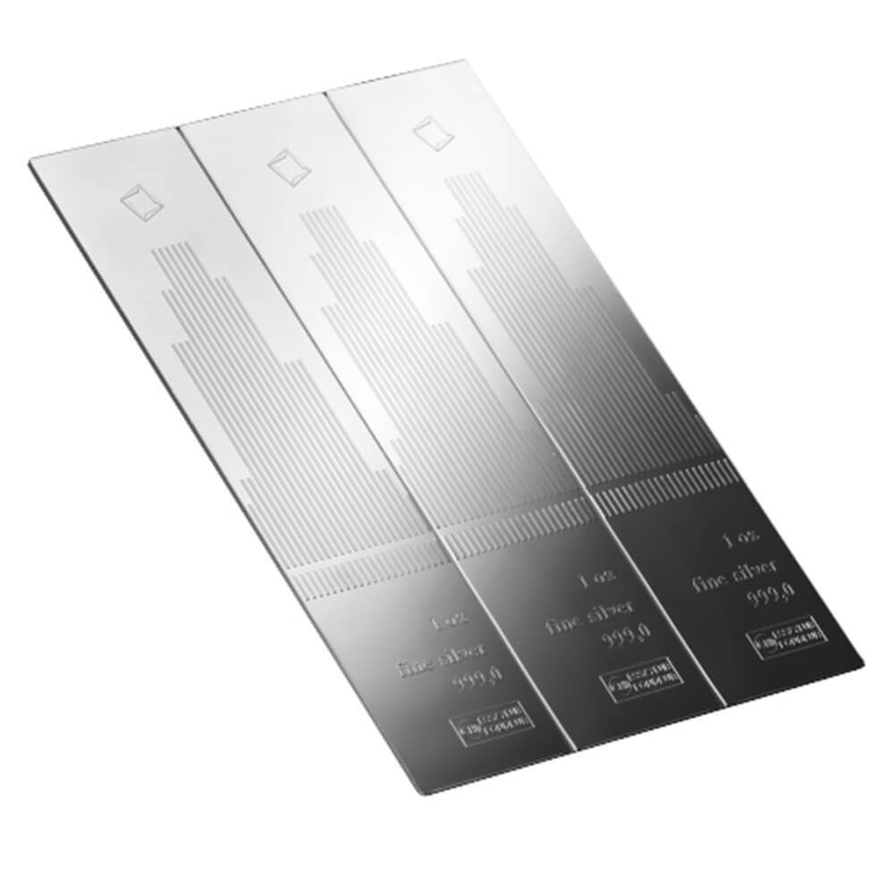 3 x 1 oz Valcambi Skyline Silver CombiBar .999 Fine (in Assay) thumbnail 4