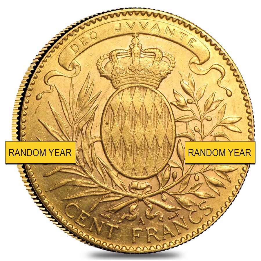 100 Francs Monaco Gold Albert I XF AGW .9334 (1882-1904, Random Year) thumbnail 2