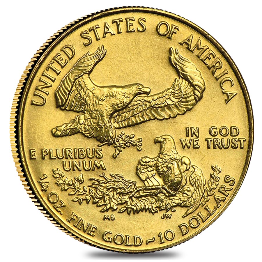 1990 1/4 oz Gold American Eagle BU (MCMXC) thumbnail 2
